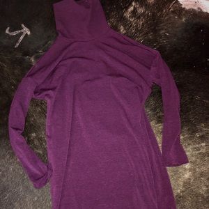 Open Back Turtle Neck Sweater Dress- Plum
